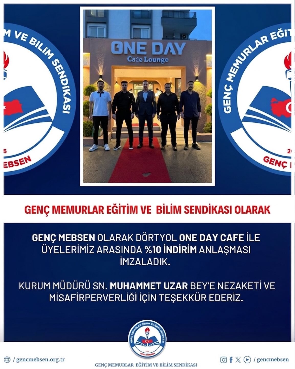 Dörtyol One Day Cafe ile İndirim Protokolü Anlaşması İmzaladık